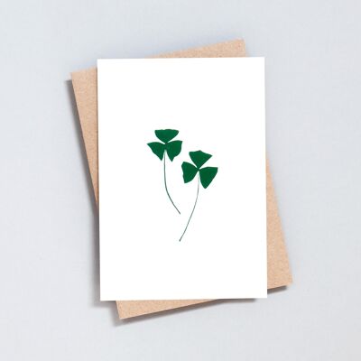 Foil blocked Oxalis card - Green on Ivory