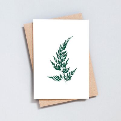 Foil blocked Wood Fern card - Green on Ivory