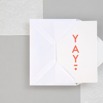 Foil blocked Yay card - Neon Orange on White