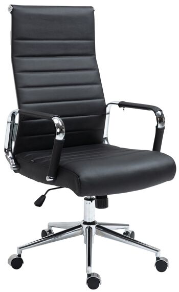 Collefracido Chaise de bureau Cuir véritable Noir 15x66cm 1