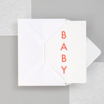 Foil blocked Baby card - Neon Orange on White