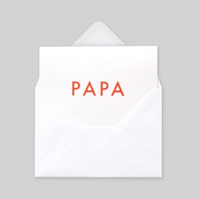 Foil blocked Papa card - Neon Orange on White