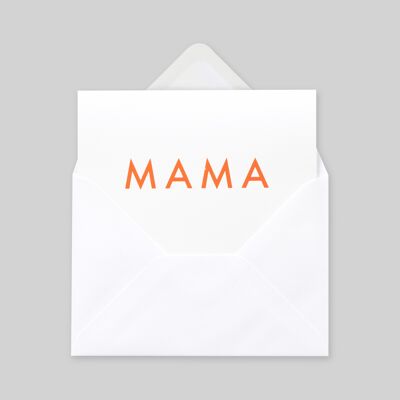 Foil blocked Mama card - Neon Orange on White