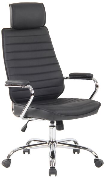 Porticatazzo Chaise de bureau Cuir véritable Noir 16x57cm 1