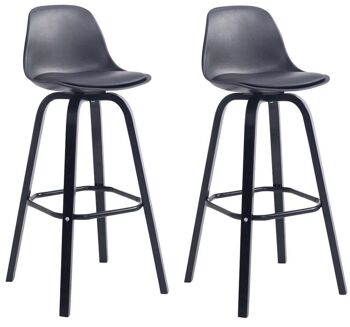 Pontelandolfo Set de 2 Tabourets de Bar Plastique Noir 8x44cm 2