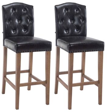 Sant'Agostino Lot de 2 Tabourets de Bar Similicuir Noir 8x57cm 1