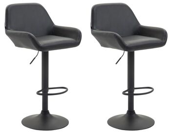 Casalmaggiore Lot de 2 Tabourets de Bar Similicuir Noir 15x52cm 1