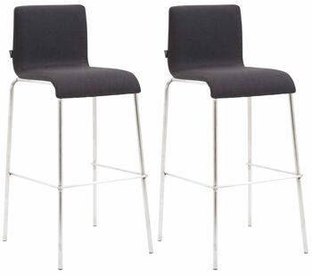 Castellucchio Lot de 2 Tabourets de Bar Tissu Noir 7x45cm 1