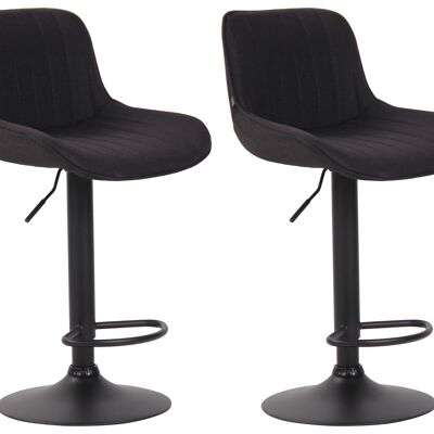 Pescolanciano Lot de 2 Tabourets de Bar Tissu Noir 8x50cm