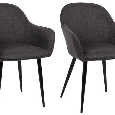 Monteprandone Lot de 2 Chaises de Salle à Manger Tissu Noir 5x59cm