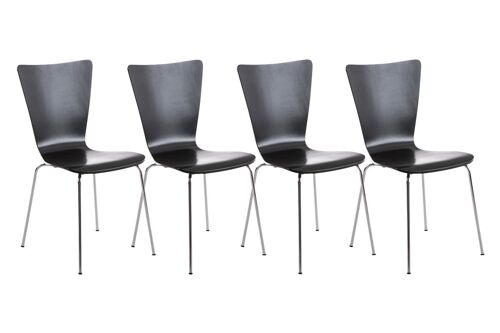 Mezzolombardo Set van 4 Bezoekersstoelen Hout Zwart 16x50cm