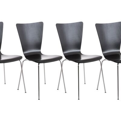 Mezzolombardo Set van 4 Bezoekersstoelen Hout Zwart 16x50cm