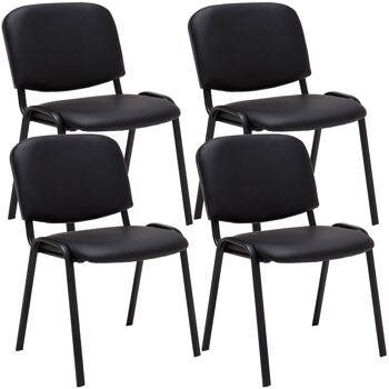 Oltretorrente Lot de 4 Chaises Visiteurs Similicuir Noir 4x53cm 1