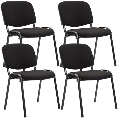 Ronzo-Chienis Set van 4 Bezoekersstoelen Stof Zwart 4x53cm