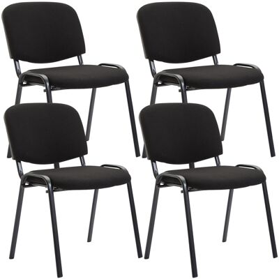 Ronzo-Chienis Lot de 4 Chaises visiteurs Tissu Noir 4x53cm