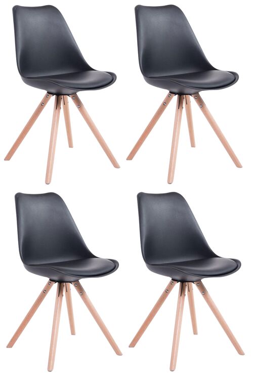 Collesalvetti Set van 4 Bezoekersstoelen Kunstleer Zwart 6x56cm