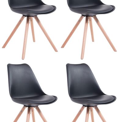 Collesalvetti Set van 4 Bezoekersstoelen Kunstleer Zwart 6x56cm