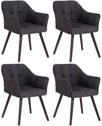 Monteriggioni Lot de 4 Chaises de Salle à Manger Tissu Noir 5x59cm 3