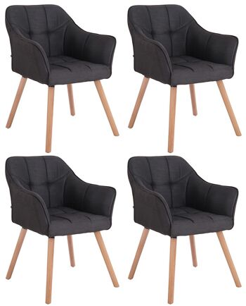 Pontasserchio Lot de 4 chaises de salle à manger Tissu Noir 5x59cm 2