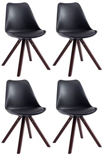 Bivio-Casilina Lot de 4 Chaises de Salle à Manger Cuir Artificiel Noir 6x55.5cm 1