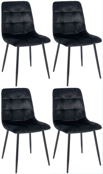 Casacanditella Lot de 4 Chaises de Salle à Manger Velours Noir 5x55cm 1