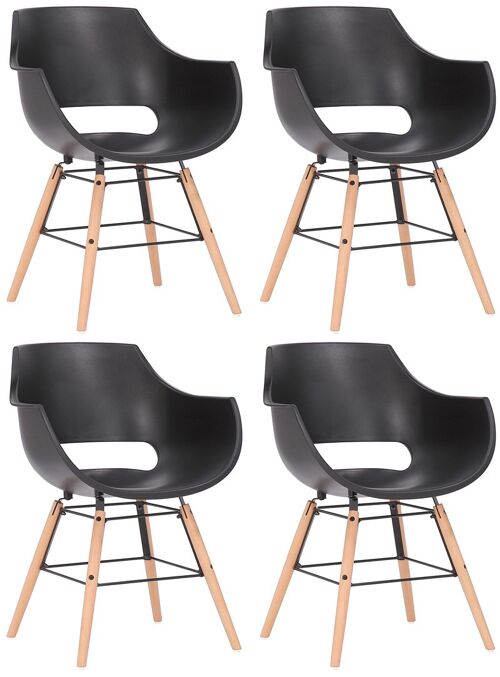 Casalcassinese Set van 4 Eetkamerstoelen Plastic Zwart 6x58cm