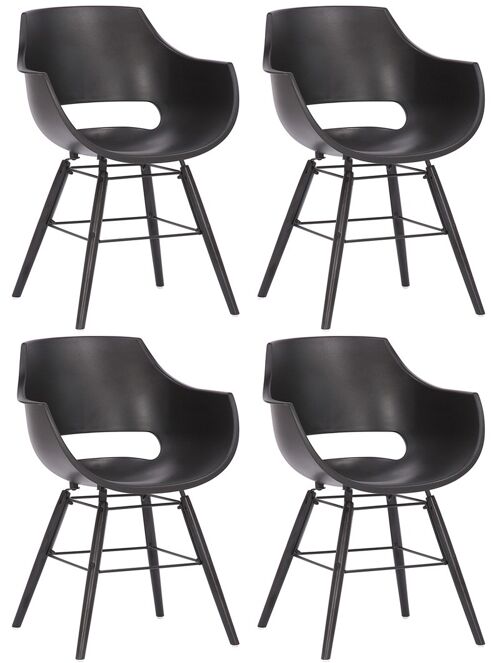 Casertavecchia Set van 4 Eetkamerstoelen Plastic Zwart 6x58cm