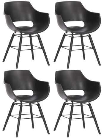 Casertavecchia Lot de 4 Chaises de Salle à Manger Plastique Noir 6x58cm 1