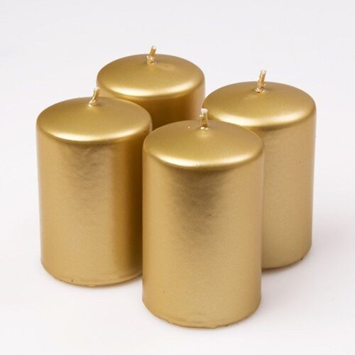 Advent candle set 10 x 6cm - Metallic gold