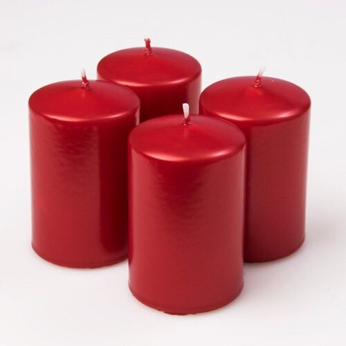 Advent candle set 10 x 6cm - Metallic red