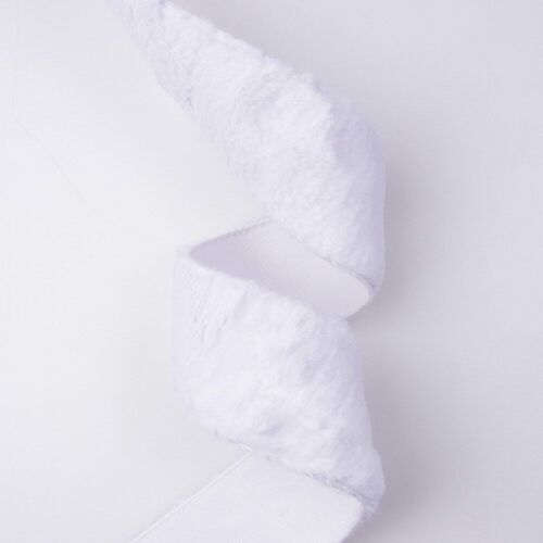 Fur ribbon with wired edge 63mm x 5m - White
