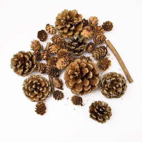 Winter decor package with 2 -7 cm decor materials- Gold