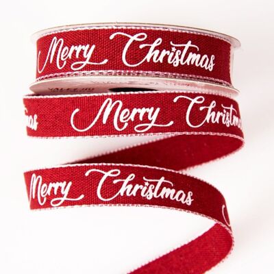 "Merry Christmas" Christmas ribbon 16mm x 6.4m - Red