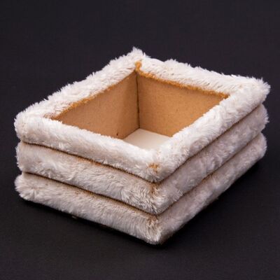 Furry wooden box base 15 x 12 x 6.5cm - White, beem effect