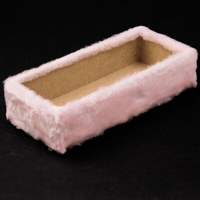 Fur wooden box base 29 x 13 x 6.5cm - Soft pink