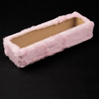 Socle de boîte en bois fourrure 34 x 10 x 6,5 cm - Rose tendre