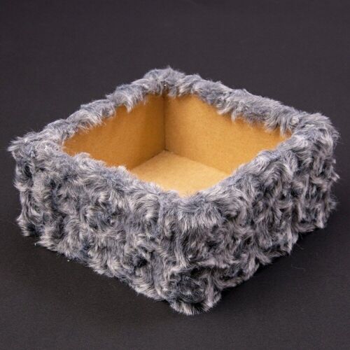 Furry wooden box base 15 x 15 x 7cm - Bluish gray
