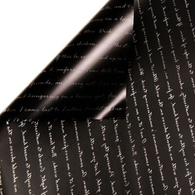Writing patterned foil roll 58cm x 10m - Black