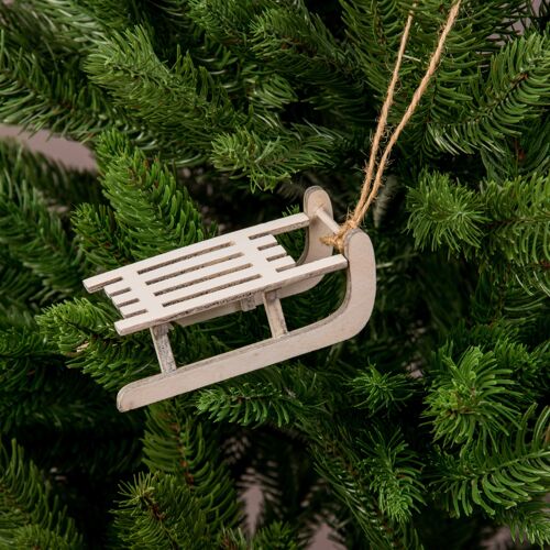 Christmas hanger 9 x 5cm - White sledge