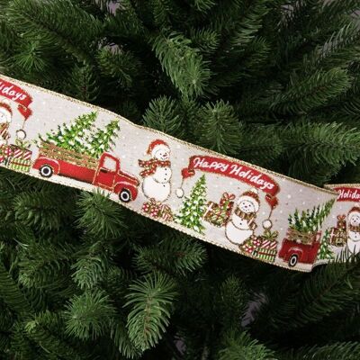 Weihnachtskuschelband mit Drahtkante 64 mm x 6,4 m