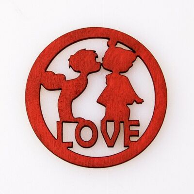 5pcs. laser cut "Love" ring 5cm - Red