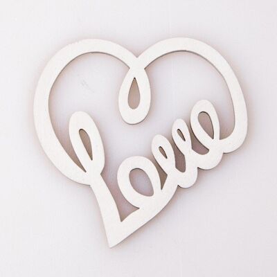 5pcs. laser cut "Love" heart 5 x 5cm - White