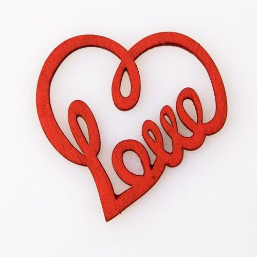 5pcs. laser cut "Love" heart 5 x 5cm - Red