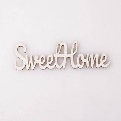 5 pezzi Scritta in legno "Sweet Home" 10 x 3 cm - Bianco