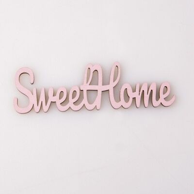 5 pezzi Scritta in legno "Sweet Home" 10 x 3 cm - Rosa