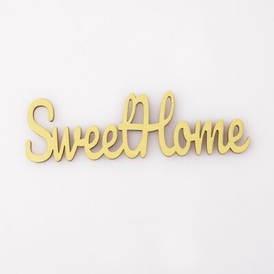 5pcs. "Sweet Home" wooden inscription 10 x 3cm - Yellow