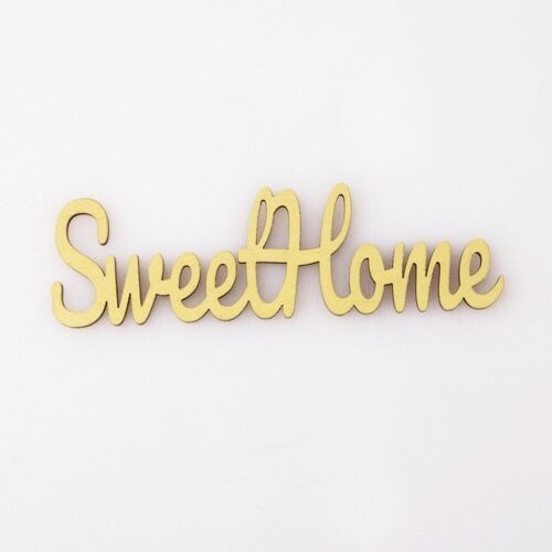 5pcs. "Sweet Home" wooden inscription 10 x 3cm - Yellow