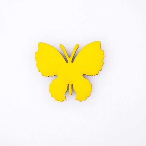 10pcs. painted wooden butterfly 4 x 3.5cm - Yellow