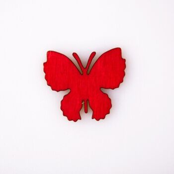 10 pièces. papillon en bois peint 4 x 3,5 cm - Rouge