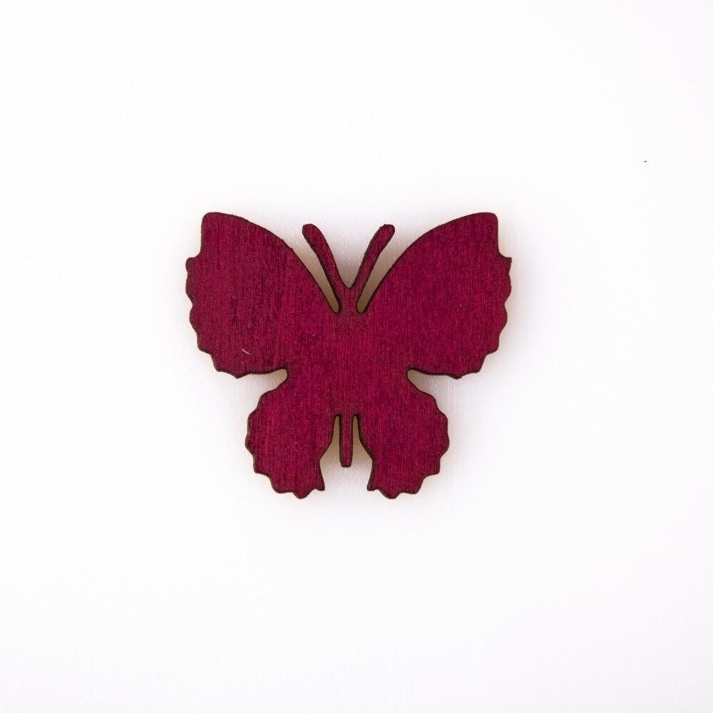 10St. bemalter Holzschmetterling 4 x 3,5 cm - Burgund